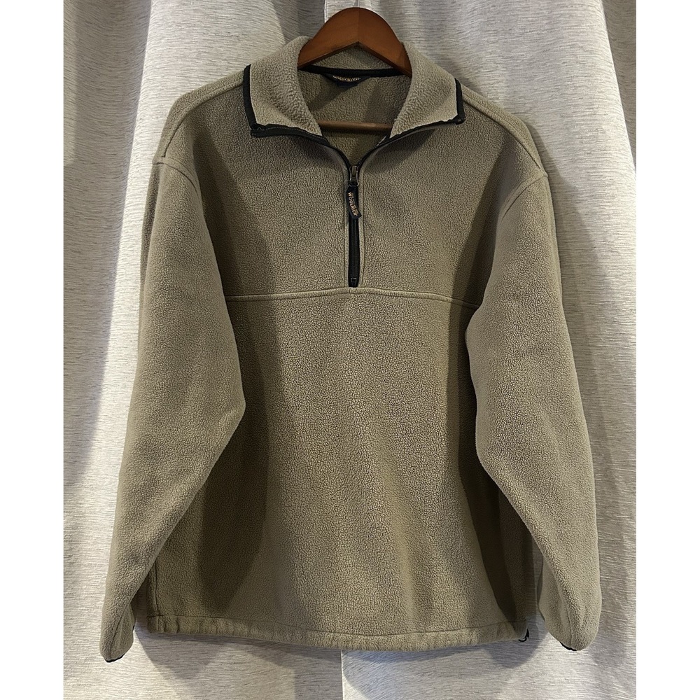 Vintage Woolrich Fleece 1/4 Zip Pullover Mens Beige Made in USA
